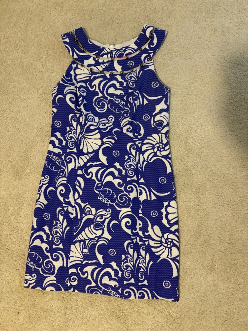 Lilly Pulitzer Blue and White Printed Shift Dress
